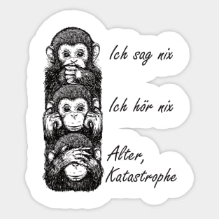 Old Disaster 3 Monkeys Funny Design Sticker